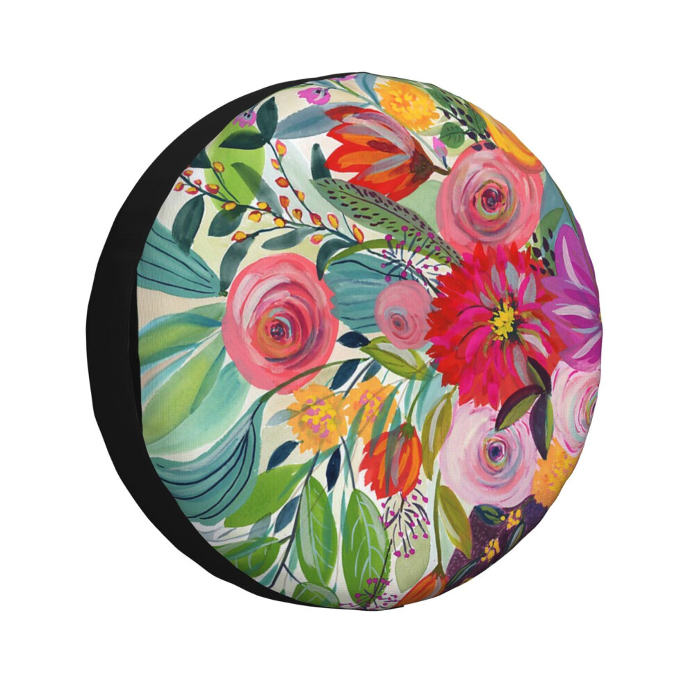 (Hope Blooms_1497) Spare Tire Cover For Rv Trailer, Waterproof Wheel Covers Protectors Camper Fit For Jeep Wrangler Rv Suv Van Truck Travel Vehicle / 6931076111427