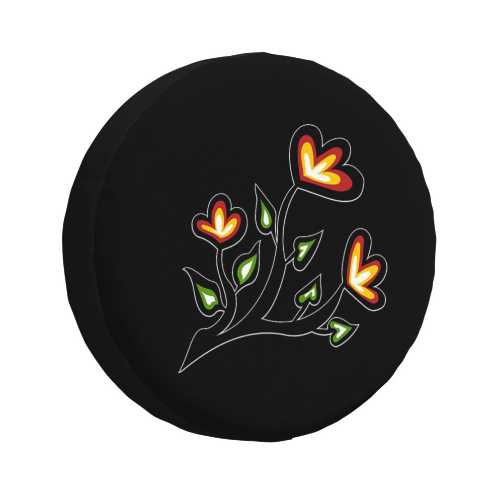 (Four Directions Beadwork Flower Indigenous Wawezhi Canada_4802) Spare Tire Cover For Rv Trailer, Waterproof Wheel Covers Protectors Camper Fit For Je 6931076100018
