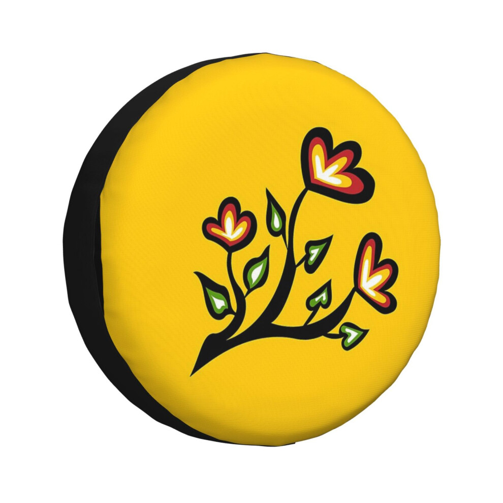 (Four Directions Beadwork Flower Indigenous Wawezhi Canada_4358) Spare Tire Cover For Rv Trailer, Waterproof Wheel Covers Protectors Camper Fit For Je 6931076100025