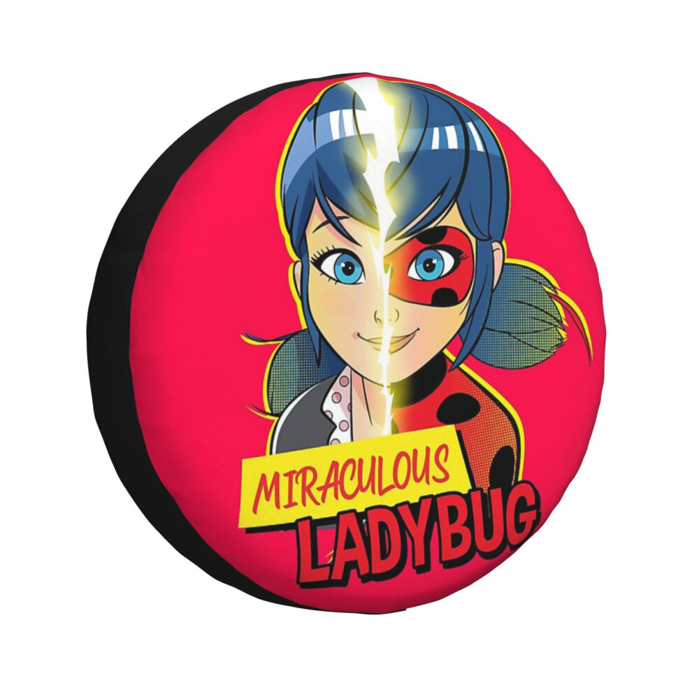 (Miraculous Ladybug - Marinette Ladybug Transformation_6381) Spare Tire Cover For Rv Trailer, Waterproof Wheel Covers Protectors Camper Fit For Jeep W 6931076115753
