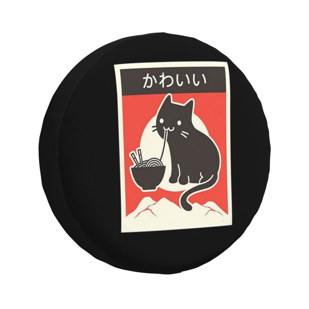 (Kawaii Vintage Style Japenese Ramen Cat_393) Spare Tire Cover For Rv Trailer, Waterproof Wheel Covers Protectors Camper Fit For Jeep Wrangler Rv Suv 6931076105419