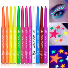 12 Piece Eyeliner Set UV Fluorescent Highlighting Colored Matte Gel Eyeliner for Halloween Parties, Must Have for Long Lasting Makeup