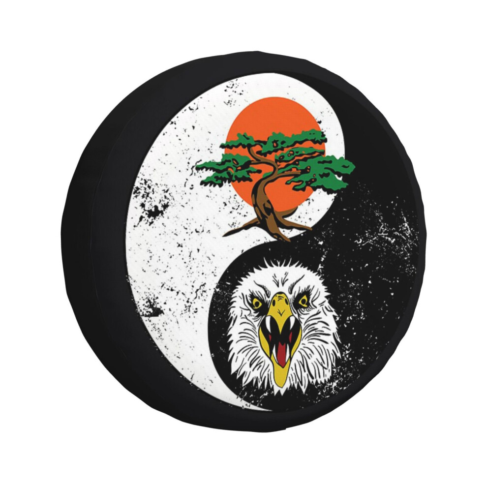 (Miyagi Do Karate Tree Logo And Eagle Fang Karate _2468) Spare Tire Cover For Rv Trailer, Waterproof Wheel Covers Protectors Camper Fit For Jeep Wrang 6931076115524