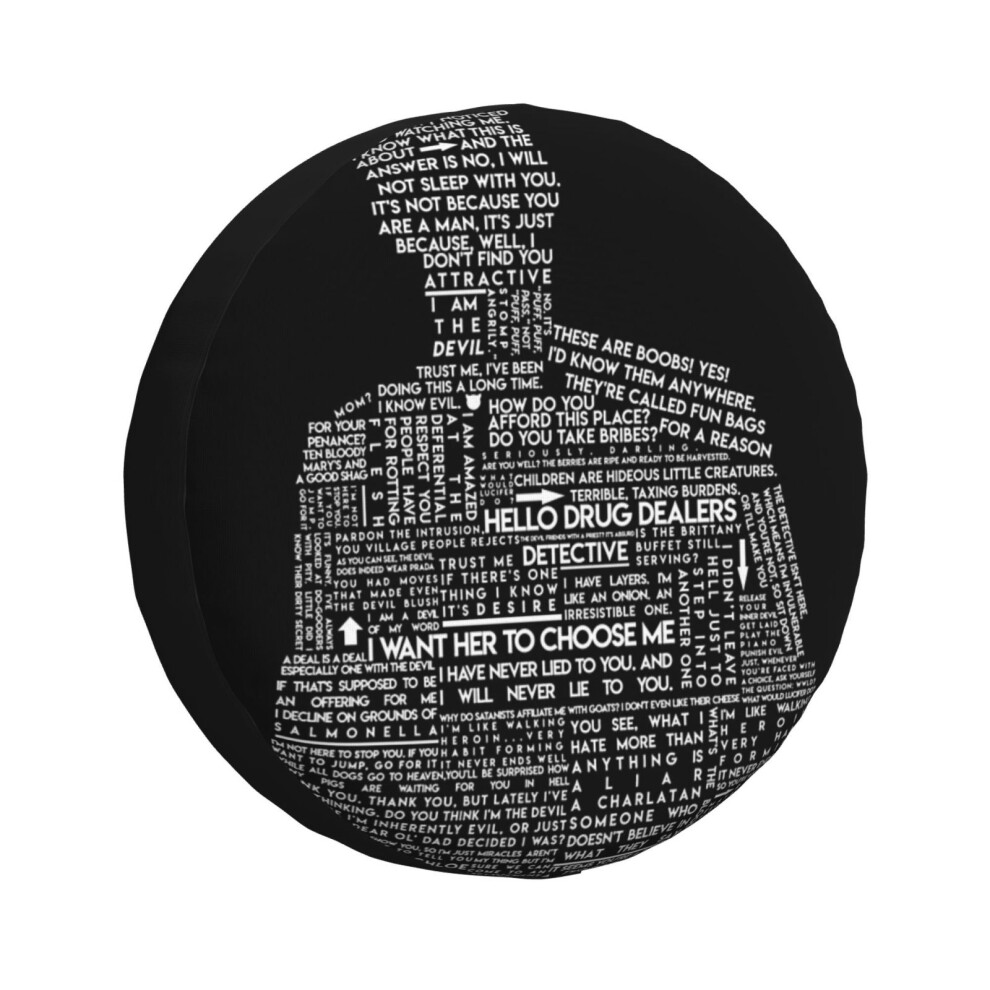 (Lucifer Morningstar Typography White_3632) Spare Tire Cover For Rv Trailer, Waterproof Wheel Covers Protectors Camper Fit For Jeep Wrangler Rv Suv Va 6931076119768