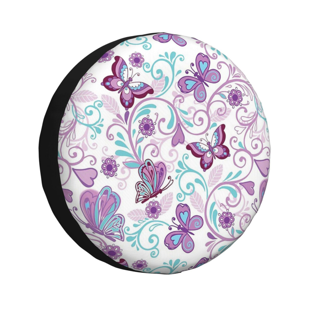 (Lovely Purple Butterflies Curlicues_631) Spare Tire Cover for RV Trailer, Waterproof Wheel Covers Protectors Camper Fit for Jeep Wrangler Rv SUV Van-image-OPC-PGN7FHQ-NEW