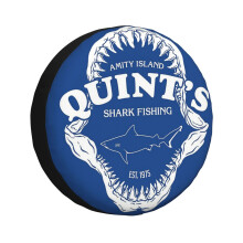 (Quints Shark Fishing - Jaws_6859) Spare Tire Cover for RV Trailer, Waterproof Wheel Covers Protectors Camper Fit for Jeep Wrangler Rv SUV Van Truck Travel Vehicle / 14 15 16 17 Inch