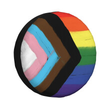 (Queer Flag_7144) Spare Tire Cover for RV Trailer, Waterproof Wheel Covers Protectors Camper Fit for Jeep Wrangler Rv SUV Van Truck Travel Vehicle / 14 15 16 17 Inch