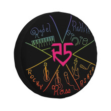 (R5 Rainbow Names And Instruments_324) Spare Tire Cover for RV Trailer, Waterproof Wheel Covers Protectors Camper Fit for Jeep Wrangler Rv SUV Van Truck Travel Vehicle / 14 15 16 17 Inch