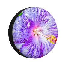(Lavender Hibiscus_623) Spare Tire Cover for RV Trailer, Waterproof Wheel Covers Protectors Camper Fit for Jeep Wrangler Rv SUV Van Truck Travel Vehicle / 14 15 16 17 Inch