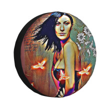 (Laura Pausini_7747) Spare Tire Cover for RV Trailer, Waterproof Wheel Covers Protectors Camper Fit for Jeep Wrangler Rv SUV Van Truck Travel Vehicle / 14 15 16 17 Inch