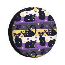 (Queer Kitties - Non Binary_4956) Spare Tire Cover for RV Trailer, Waterproof Wheel Covers Protectors Camper Fit for Jeep Wrangler Rv SUV Van Truck Travel Vehicle / 14 15 16 17 Inch
