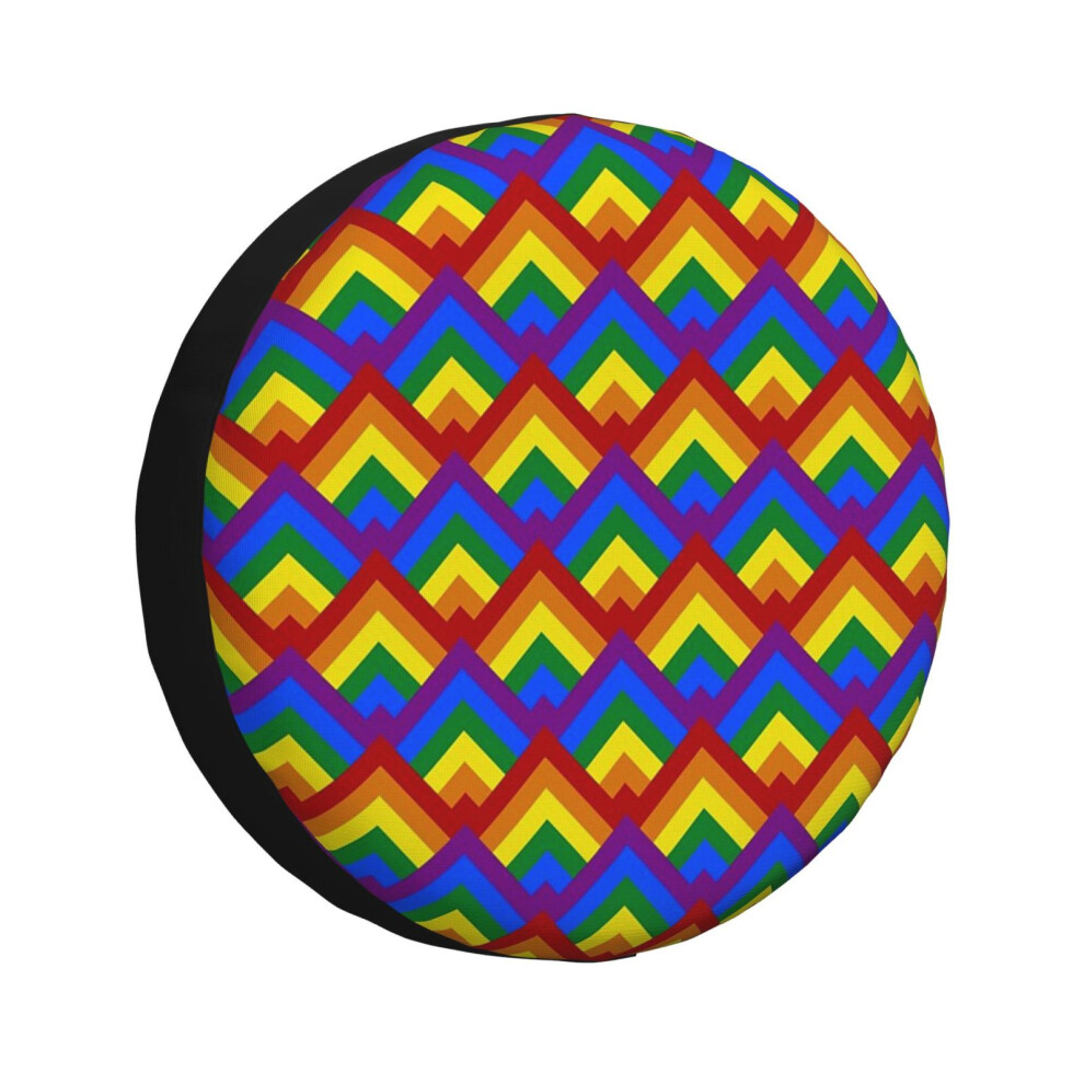 (Pride Rainbow Flag Geometric Repeating Pattern_239) Spare Tire Cover For Rv Trailer, Waterproof Wheel Covers Protectors Camper Fit For Jeep Wrangler 6931076124496