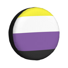 (Nonbinary Pride Flag_355) Spare Tire Cover for RV Trailer, Waterproof Wheel Covers Protectors Camper Fit for Jeep Wrangler Rv SUV Van Truck Travel Vehicle / 14 15 16 17 Inch