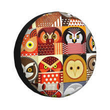 (North American Owls_5589) Spare Tire Cover for RV Trailer, Waterproof Wheel Covers Protectors Camper Fit for Jeep Wrangler Rv SUV Van Truck Travel Vehicle / 14 15 16 17 Inch