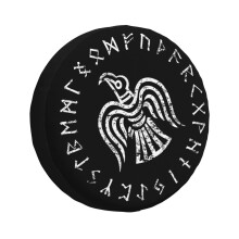 (Norse Raven Elder Futhark Viking Runes Distressed White_2447) Spare Tire Cover for RV Trailer, Waterproof Wheel Covers Protectors Camper Fit for Jeep Wrangler Rv SUV Van Truck Travel Vehicle / 14 15 16 17 Inch