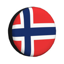 (Norway Flag _2160) Spare Tire Cover for RV Trailer, Waterproof Wheel Covers Protectors Camper Fit for Jeep Wrangler Rv SUV Van Truck Travel Vehicle / 14 15 16 17 Inch
