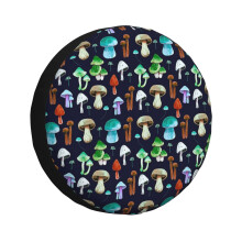 (Nocturnal Blue Watercolor Mushrooms Pattern_6289) Spare Tire Cover for RV Trailer, Waterproof Wheel Covers Protectors Camper Fit for Jeep Wrangler Rv SUV Van Truck Travel Vehicle / 14 15 16 17 Inch
