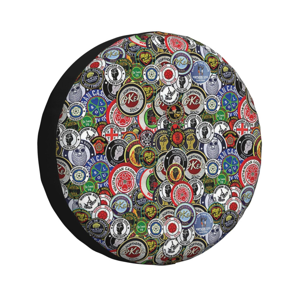 (Northern Soul Patches Okeh Wigan Pier Keep The Faith _5411) Spare Tire Cover For Rv Trailer, Waterproof Wheel Covers Protectors Camper Fit For Jeep W 6931076130602