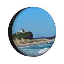 (Nobbys Beach And Lighthouse_2480) Spare Tire Cover for RV Trailer, Waterproof Wheel Covers Protectors Camper Fit for Jeep Wrangler Rv SUV Van Truck Travel Vehicle / 14 15 16 17 Inch