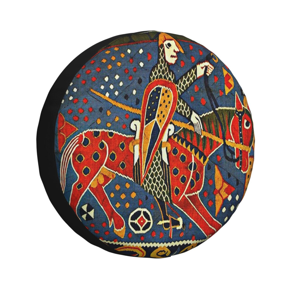 (Norwegian Baldishol Tapestry Medieval Knight Horseback_1099) Spare Tire Cover For Rv Trailer, Waterproof Wheel Covers Protectors Camper Fit For Jee 6931076130565