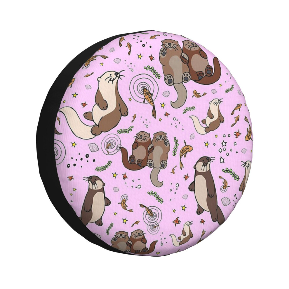 (Otters In Pink_3551) Spare Tire Cover For Rv Trailer, Waterproof Wheel Covers Protectors Camper Fit For Jeep Wrangler Rv Suv Van Truck Travel Vehicle 6931076128609