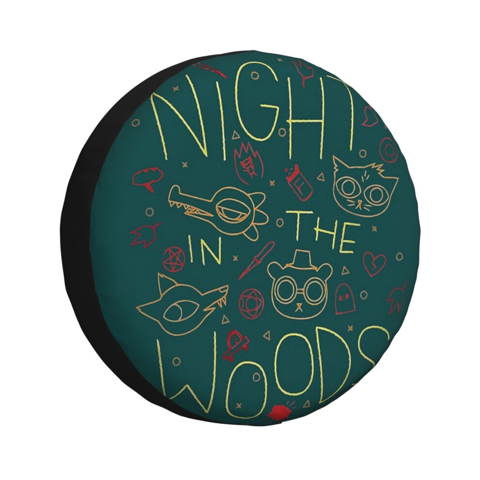 (Night In The Woods_6069) Spare Tire Cover For Rv Trailer, Waterproof Wheel Covers Protectors Camper Fit For Jeep Wrangler Rv Suv Van Truck Travel Veh 6931076131364