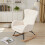 Living And Home Lambswool Upholstered Rocking Chair, White 1