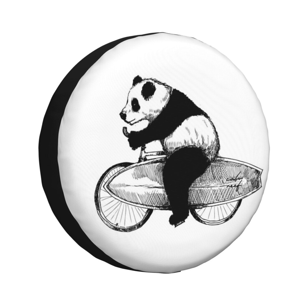 (Panda On The Bike. Surfing Trip!_3538) Spare Tire Cover For Rv Trailer, Waterproof Wheel Covers Protectors Camper Fit For Jeep Wrangler Rv Suv Van Tr 6931076128067