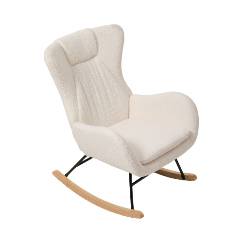 Living And Home Lambswool Upholstered Rocking Chair, White 2