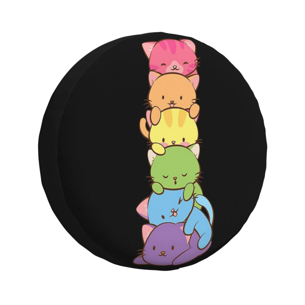 (Lgbt Gay Pride Flag Kawaii Rainbow Cats_7167) Spare Tire Cover For Rv Trailer, Waterproof Wheel Covers Protectors Camper Fit For Jeep Wrangler Rv Suv 6931076121952