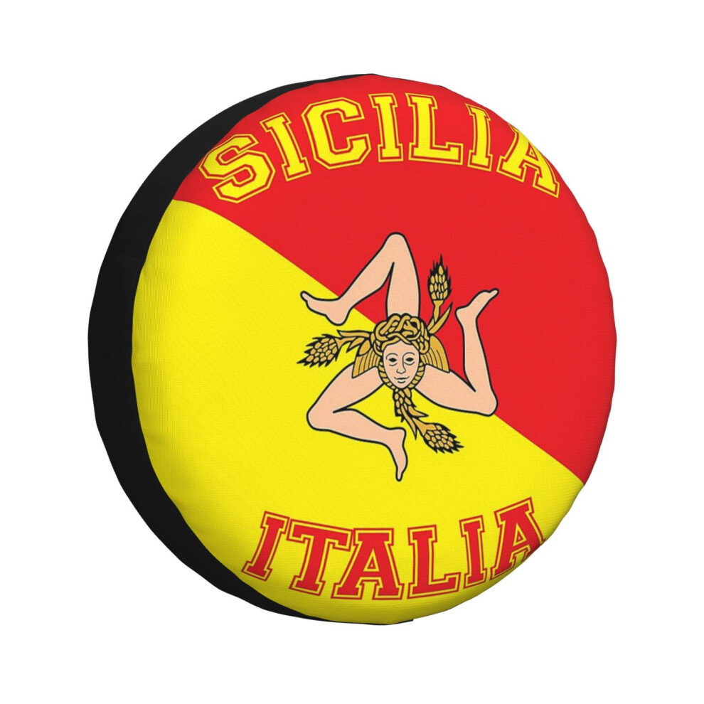 (Sicilia, Italia, Flag Of Sicily Colors_1815) Spare Tire Cover For Rv Trailer, Waterproof Wheel Covers Protectors Camper Fit For Jeep Wrangler Rv Suv 6931076136055