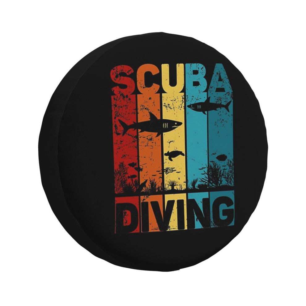 (Scuba Diving (Retro Underwater)_2240) Spare Tire Cover For Rv Trailer, Waterproof Wheel Covers Protectors Camper Fit For Jeep Wrangler Rv Suv Van Tru 6931076137496