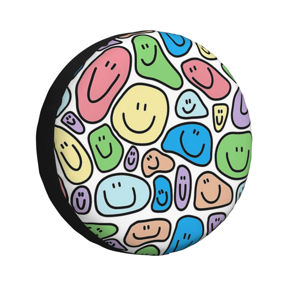 (Smiley Faces_3238) Spare Tire Cover For Rv Trailer, Waterproof Wheel Covers Protectors Camper Fit For Jeep Wrangler Rv Suv Van Truck Travel Vehicle / 6931076134747