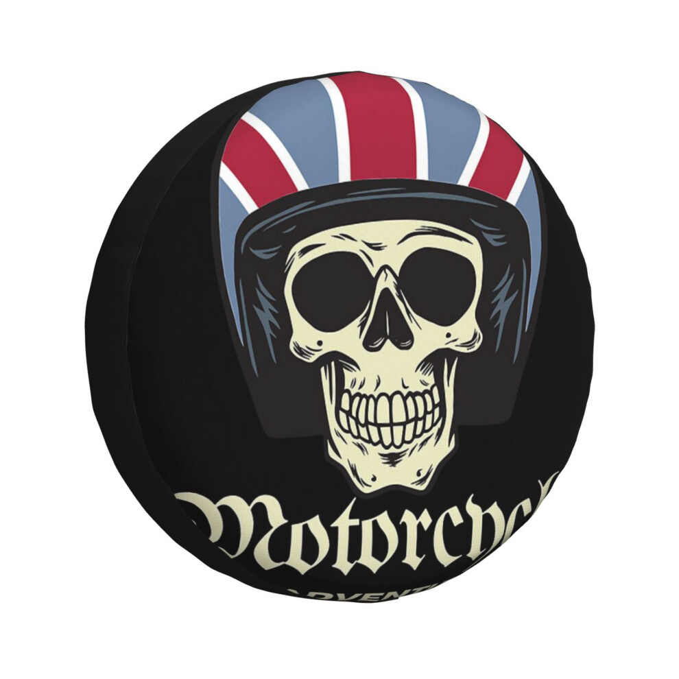 (Skull Of Motorcycle Helmet Adventure_1890) Spare Tire Cover For Rv Trailer, Waterproof Wheel Covers Protectors Camper Fit For Jeep Wrangler Rv Suv Va 6931076135263