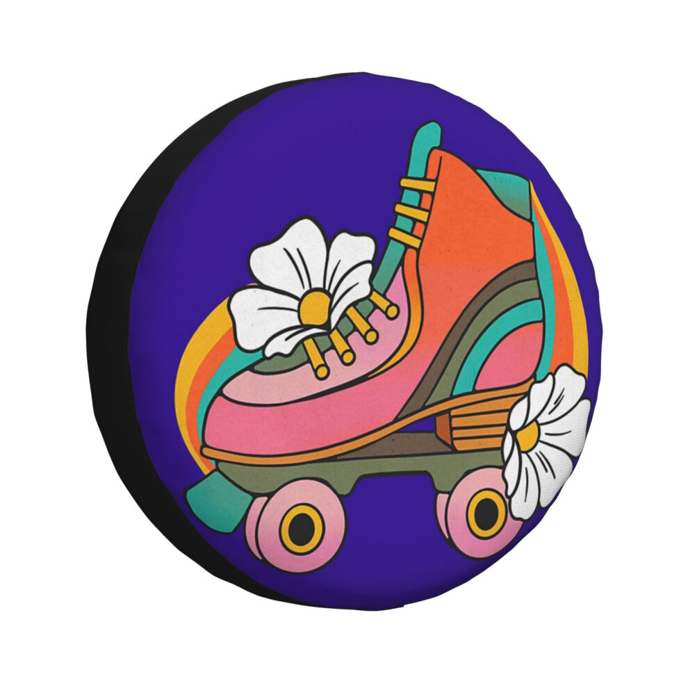 (Rollerskate Vintageretro_1412) Spare Tire Cover For Rv Trailer, Waterproof Wheel Covers Protectors Camper Fit For Jeep Wrangler Rv Suv Van Truck Trav 6931076139902