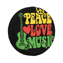 (Reggae Peace Love Music_4626) Spare Tire Cover for RV Trailer, Waterproof Wheel Covers Protectors Camper Fit for Jeep Wrangler Rv SUV Van Truck Travel Vehicle / 14 15 16 17 Inch