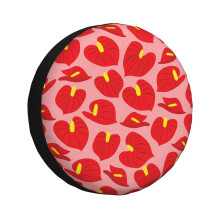 (Red Anthurium Flowers_7163) Spare Tire Cover for RV Trailer, Waterproof Wheel Covers Protectors Camper Fit for Jeep Wrangler Rv SUV Van Truck Travel Vehicle / 14 15 16 17 Inch