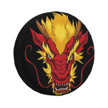 (RED DRAGON HEAD_6613) Spare Tire Cover for RV Trailer, Waterproof Wheel Covers Protectors Camper Fit for Jeep Wrangler Rv SUV Van Truck Travel Vehicle / 14 15 16 17 Inch