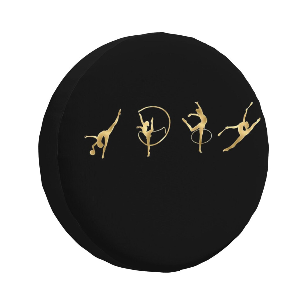 (Rhythmic Gymnastics Line_4969) Spare Tire Cover For Rv Trailer, Waterproof Wheel Covers Protectors Camper Fit For Jeep Wrangler Rv Suv Van Truck Gold 6931076140724