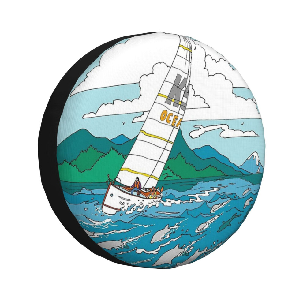 (Sailing With The Dolphins_3988) Spare Tire Cover For Rv Trailer, Waterproof Wheel Covers Protectors Camper Fit For Jeep Wrangler Rv Suv Van Truck Tra 6931076138851