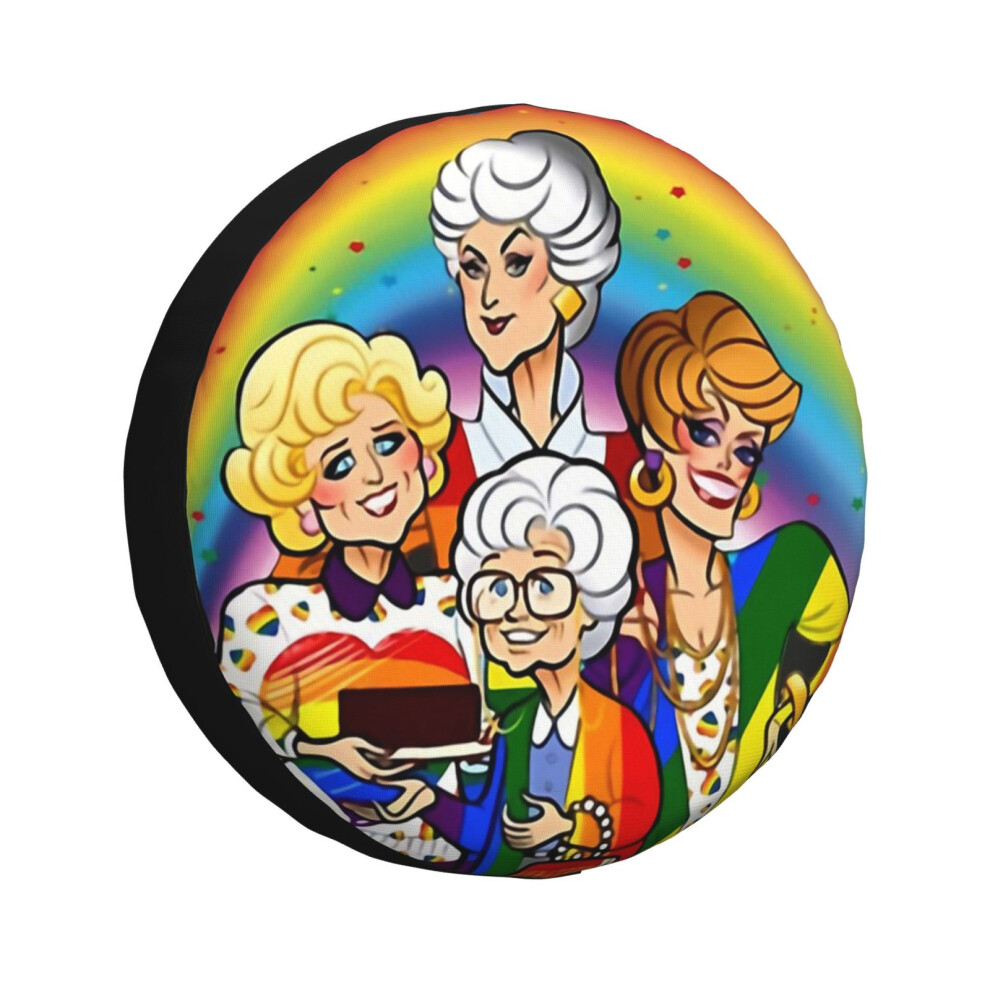 (The Friend Girls Lgbt Pride Rainbow Flag_5676) Spare Tire Cover For Rv Trailer, Waterproof Wheel Covers Protectors Camper Fit For Jeep Wrangle Golden 6931076146856