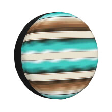 (Teal, Brown And Navajo White Southwest Serape Blanket Stripes_7791) Spare Tire Cover for RV Trailer, Waterproof Wheel Covers Protectors Camper Fit for Jeep Wrangler Rv SUV Van Truck Travel Vehicle / 14 15 16 17 Inch