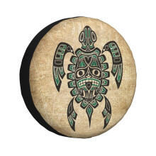 (Teal Blue And Black Haida Spirit Sea Turtle_5211) Spare Tire Cover for RV Trailer, Waterproof Wheel Covers Protectors Camper Fit for Jeep Wrangler Rv SUV Van Truck Travel Vehicle / 14 15 16 17 Inch