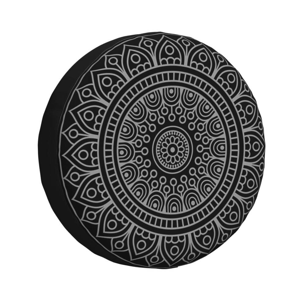 (Mandala Boho Black_5808) Spare Tire Cover For Rv Trailer, Waterproof Wheel Covers Protectors Camper Fit For Jeep Wrangler Rv Suv Van Truck Travel Veh 6931076118556