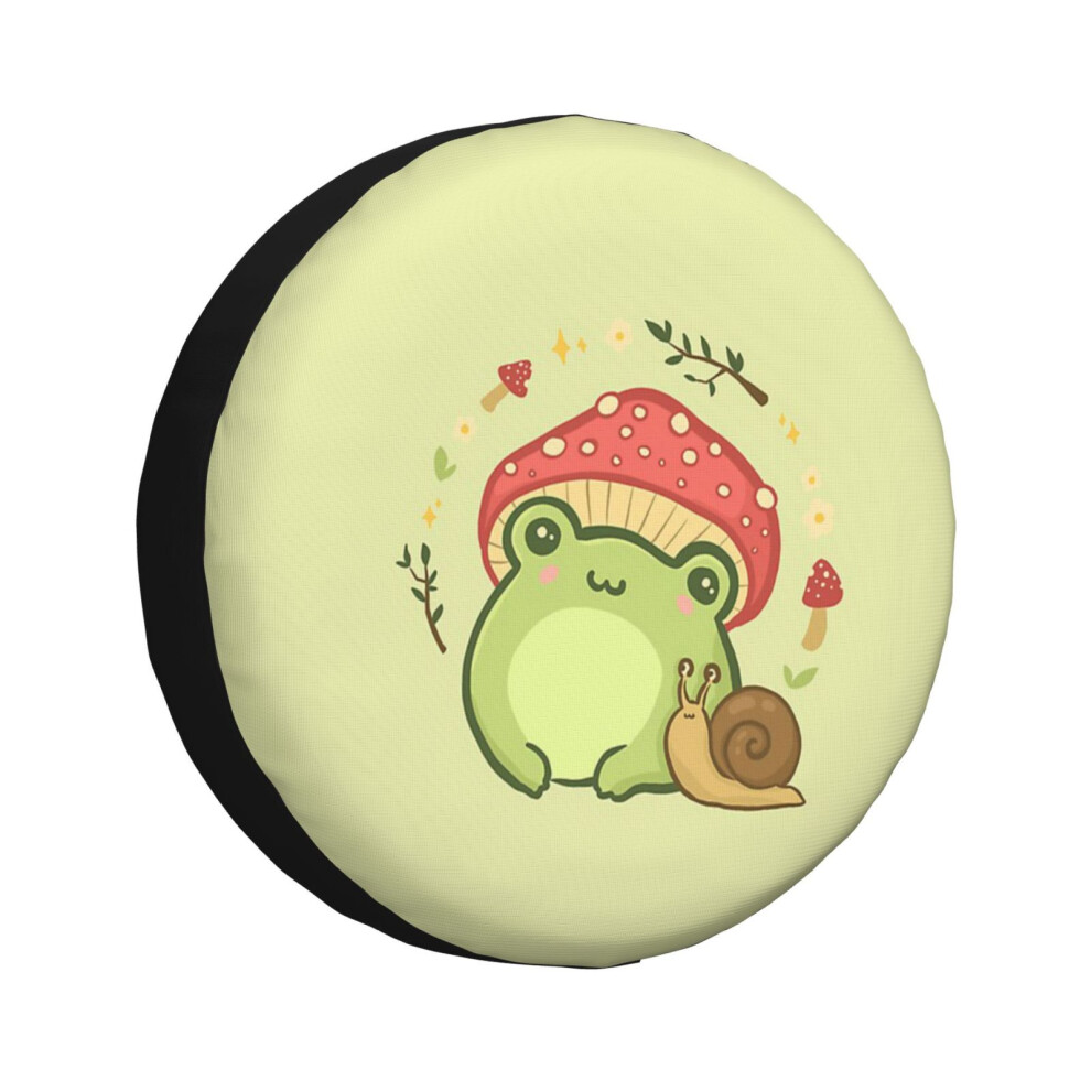 (Super Cute Kawaii Frog With Toadstool Mushroom Hat Snail - Cottagecore Aesthetic Forggy Mushrooms - ) Spare Tire Cover For Rv Trailer, Waterproof Whe 6931076150662