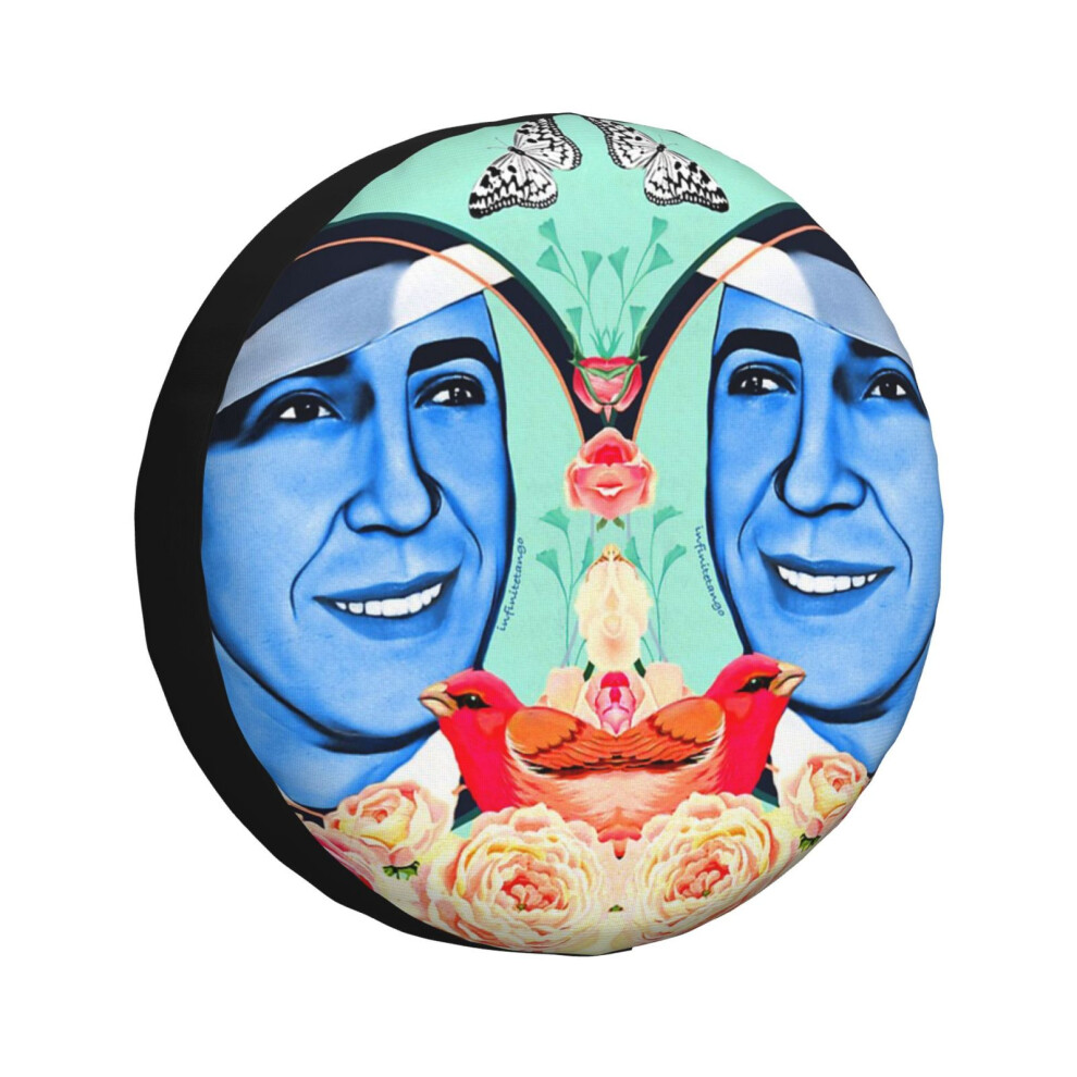 (Tango Gardel Pop Art With Birds And Flowers_7204) Spare Tire Cover For Rv Trailer, Waterproof Wheel Covers Protectors Camper Fit For Jeep Wrangl Blue 6931076149413