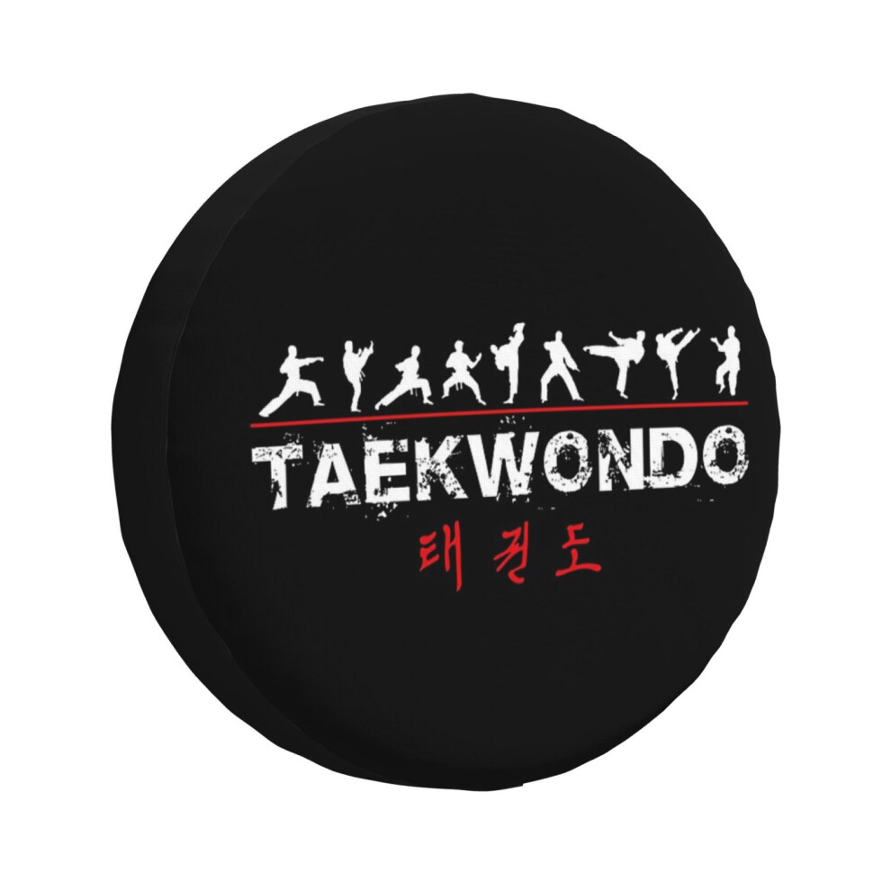 (Taekwondo Text And Fighters White_2692) Spare Tire Cover For Rv Trailer, Waterproof Wheel Covers Protectors Camper Fit For Jeep Wrangler Rv Suv Van T 6931076149673