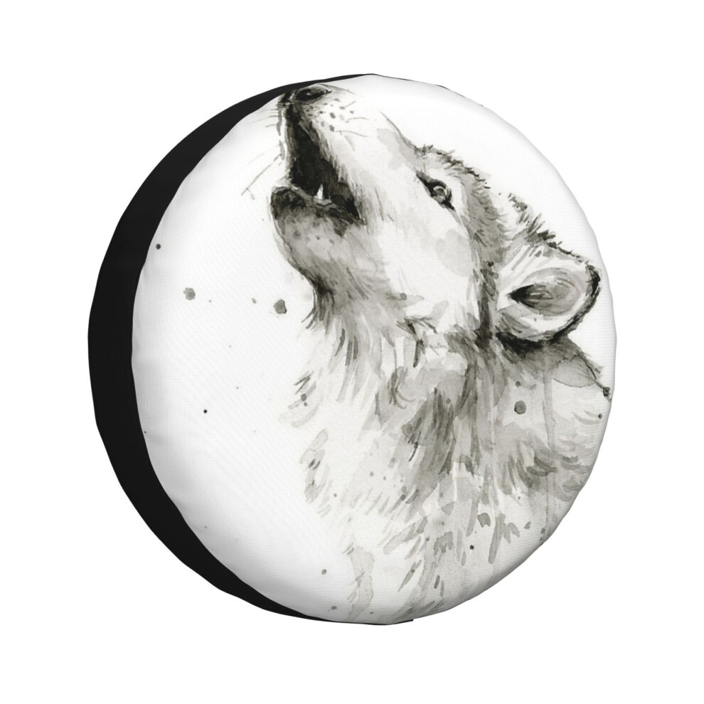 (Wolf Howling Watercolor_1057) Spare Tire Cover For Rv Trailer, Waterproof Wheel Covers Protectors Camper Fit For Jeep Wrangler Rv Suv Van Truck Trave 6931076156107