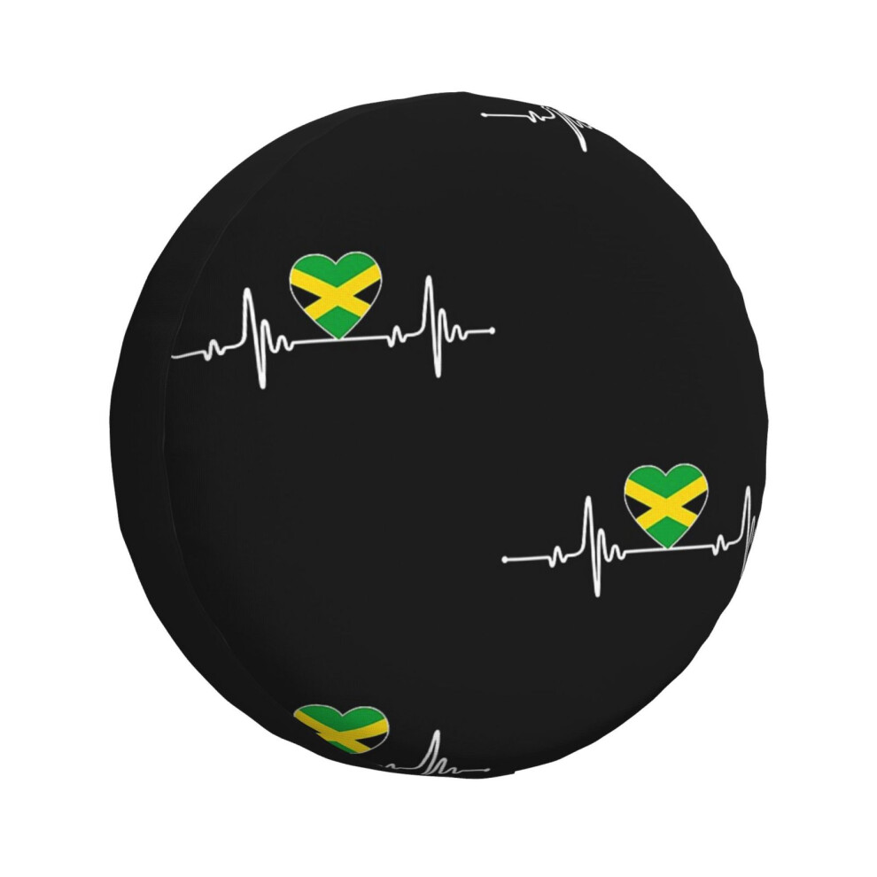 (Womens Patriotic Jamaican Flag Top For Independence Jamaican Pride - Jamaica Heartbeat I Love Jamaic) Spare Tire Cover For Rv Trailer, Waterproof Whe 6931076155971
