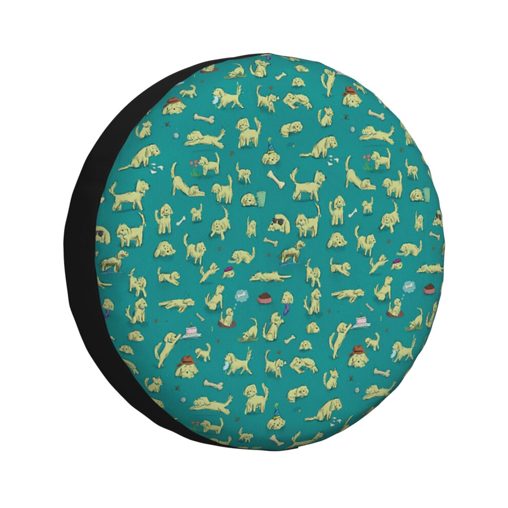 ( Dog Cockapoo Pattern_3166) Spare Tire Cover For Rv Trailer, Waterproof Wheel Covers Protectors Camper Fit For Jeep Wrangler Rv Suv Van Truc Turquoise 6931076162337
